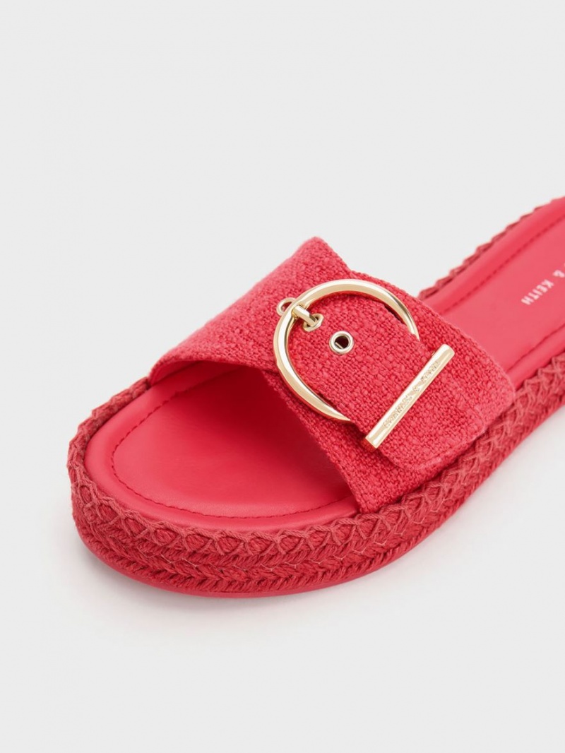 Sandale Plate Charles & Keith Linen Buckled Espadrile Fucsie | 396GYHUCM