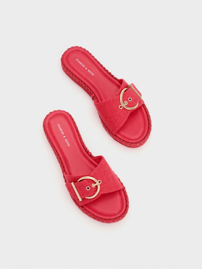 Sandale Plate Charles & Keith Linen Buckled Espadrile Fucsie | 396GYHUCM