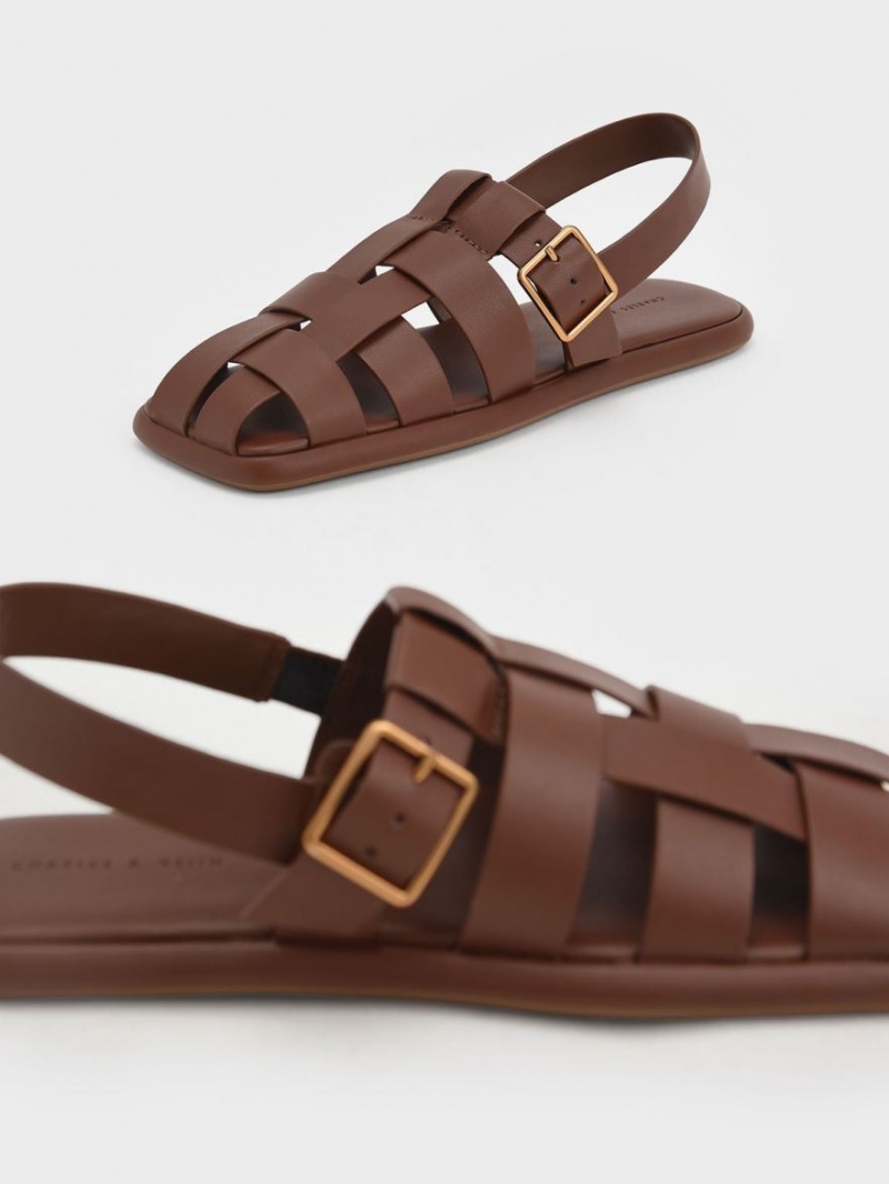 Sandale Plate Charles & Keith Metallic Cu Catarama Caged Slingback Maro | 830BAECOK