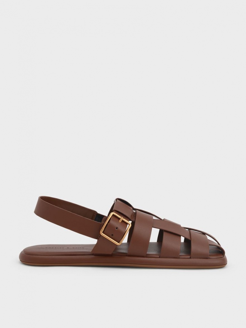 Sandale Plate Charles & Keith Metallic Cu Catarama Caged Slingback Maro | 830BAECOK