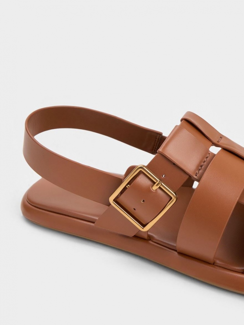 Sandale Plate Charles & Keith Metallic Cu Catarama Caged Slingback Maro | 690KXJROL