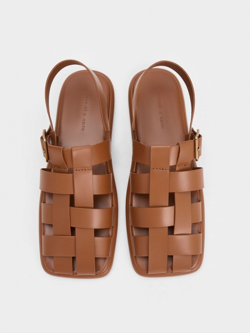 Sandale Plate Charles & Keith Metallic Cu Catarama Caged Slingback Maro | 690KXJROL