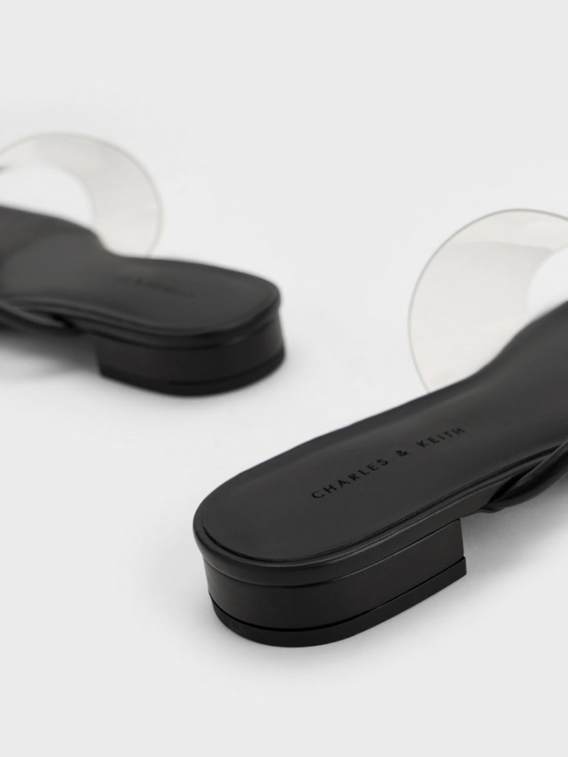 Sandale Plate Charles & Keith Transparent Tanga Negrii | 958RNQIPF
