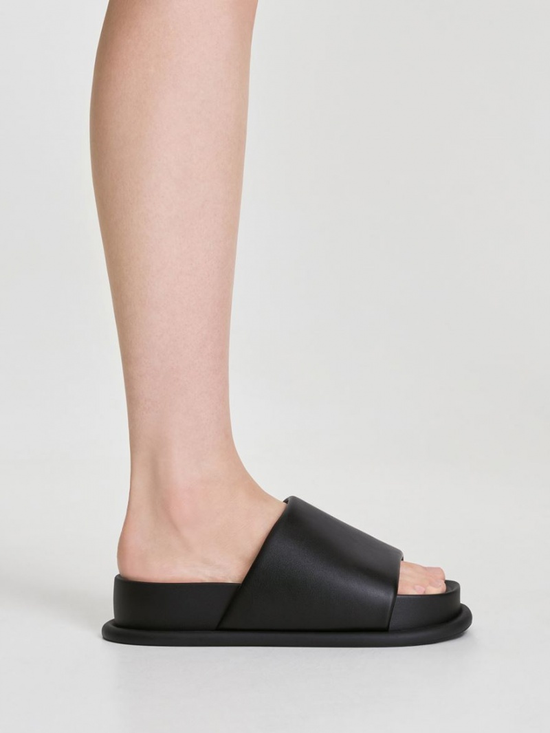 Sandale Slide Charles & Keith Căptușită Curea Negrii | 951DTARHZ