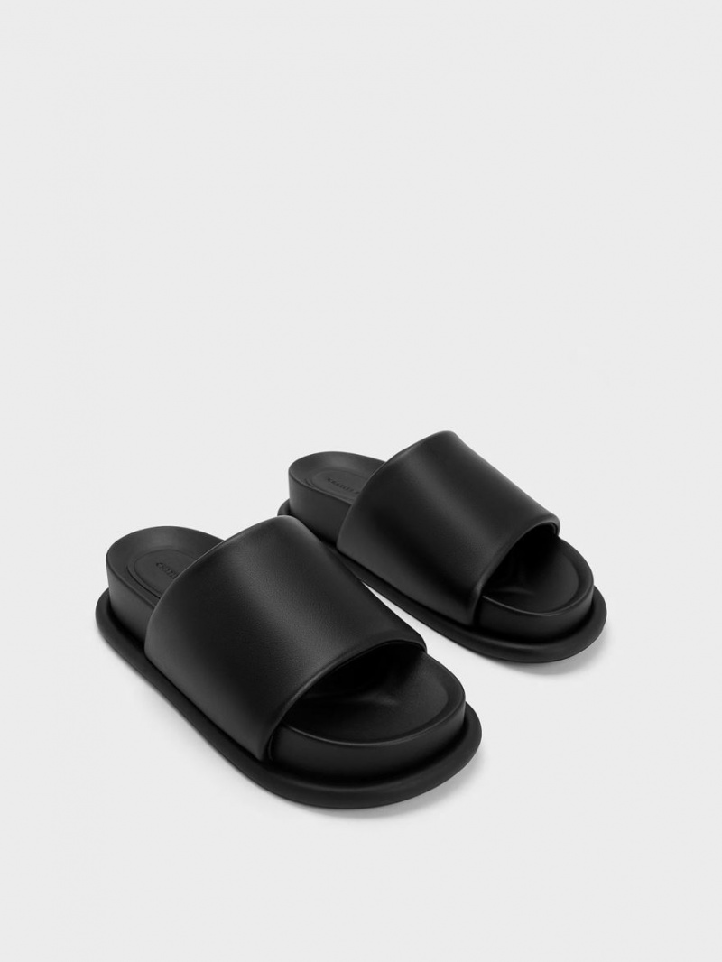Sandale Slide Charles & Keith Căptușită Curea Negrii | 951DTARHZ