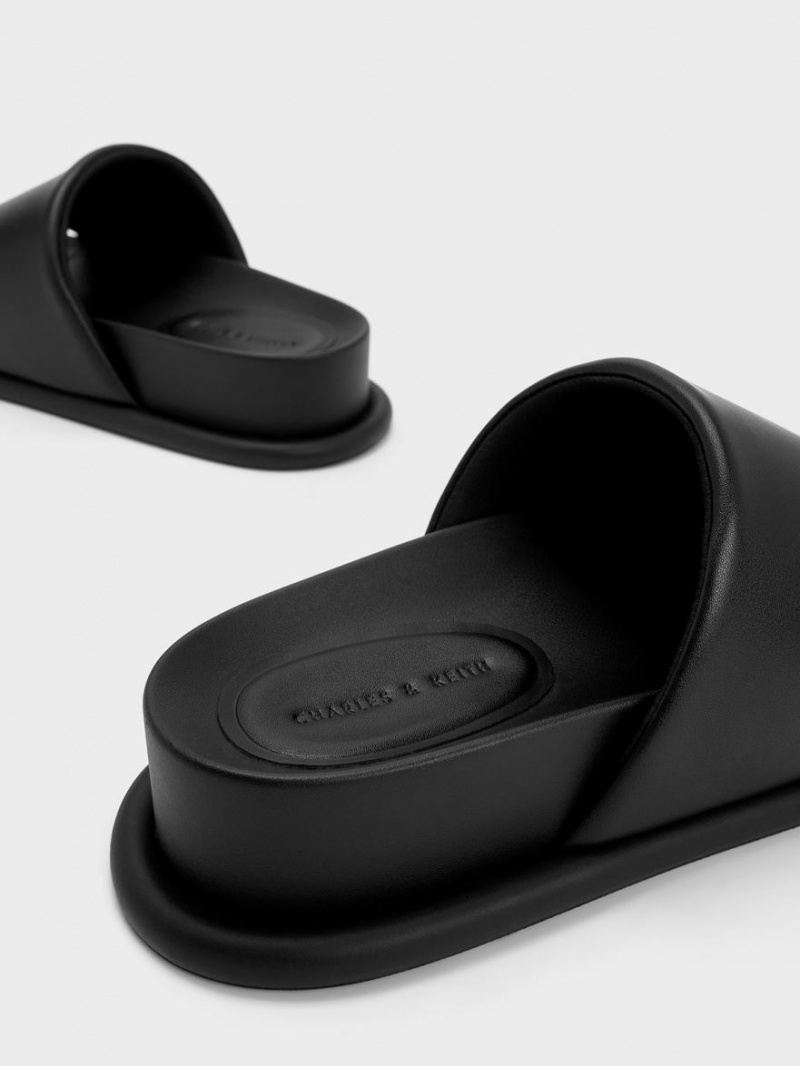 Sandale Slide Charles & Keith Căptușită Curea Negrii | 951DTARHZ