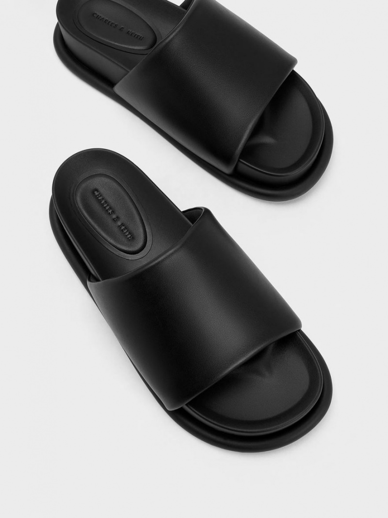 Sandale Slide Charles & Keith Căptușită Curea Negrii | 951DTARHZ