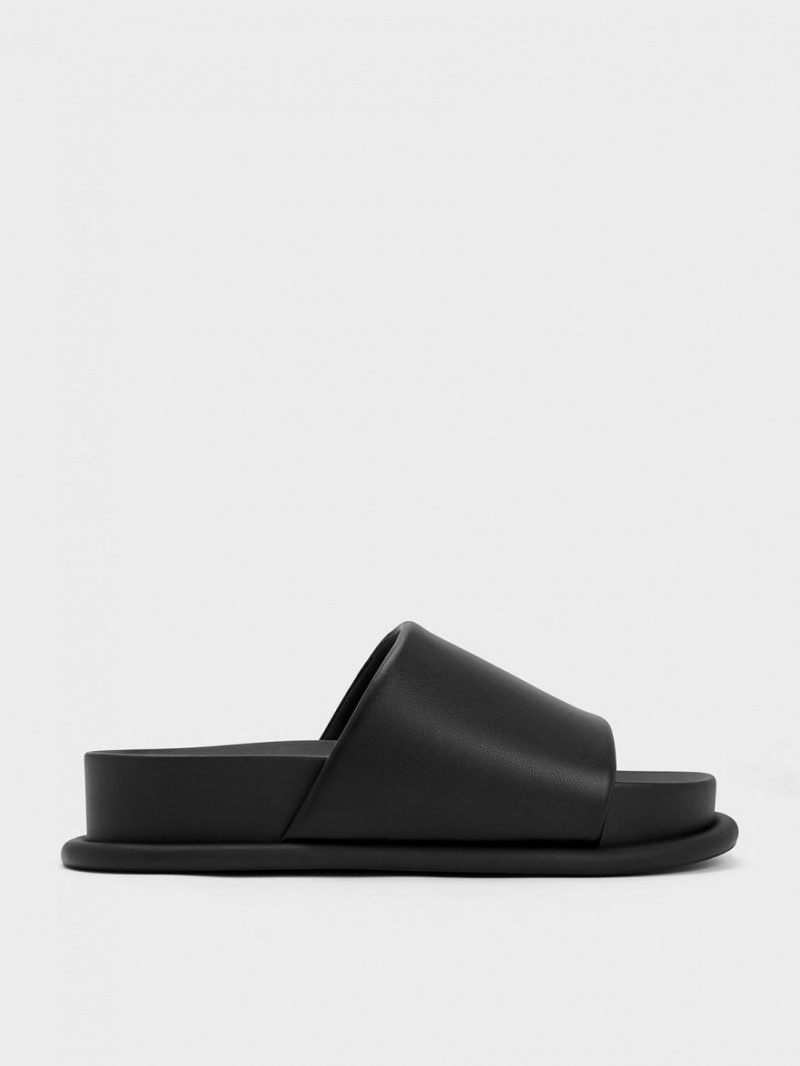Sandale Slide Charles & Keith Căptușită Curea Negrii | 951DTARHZ