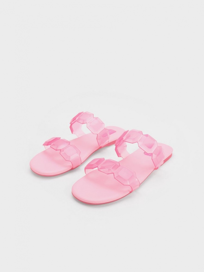 Sandale Slide Charles & Keith Fia Gem-Curea Roz Deschis | 670DUJCWL