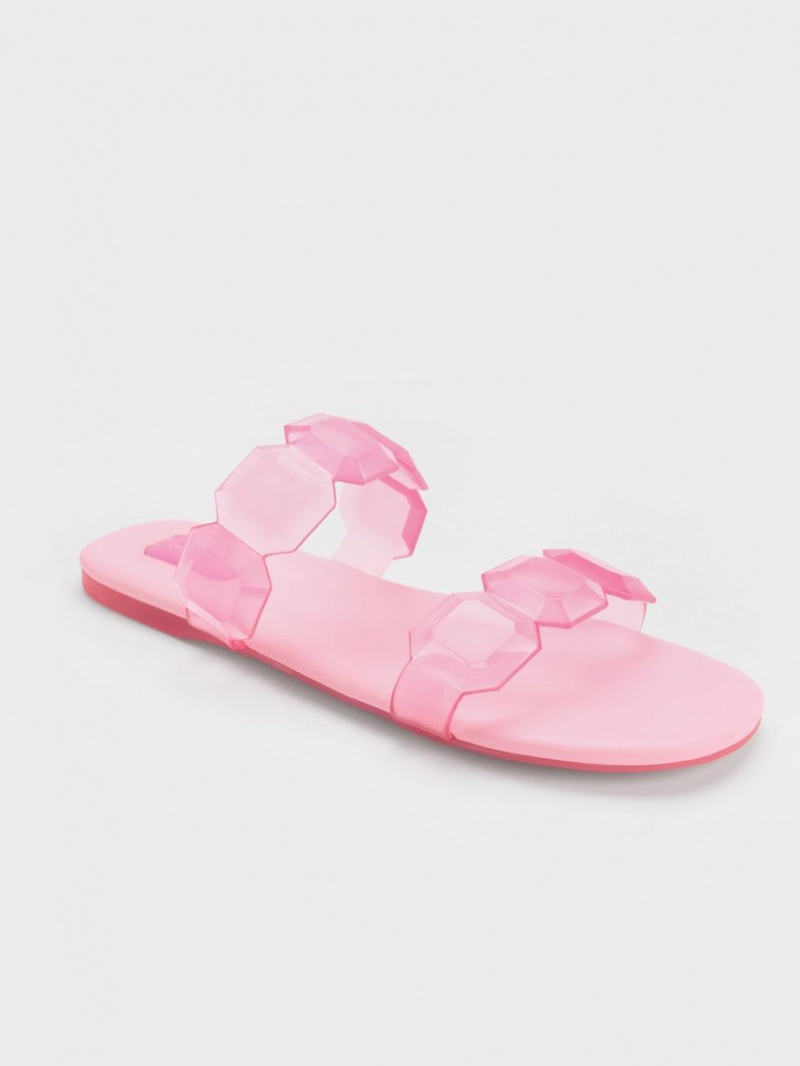 Sandale Slide Charles & Keith Fia Gem-Curea Roz Deschis | 670DUJCWL