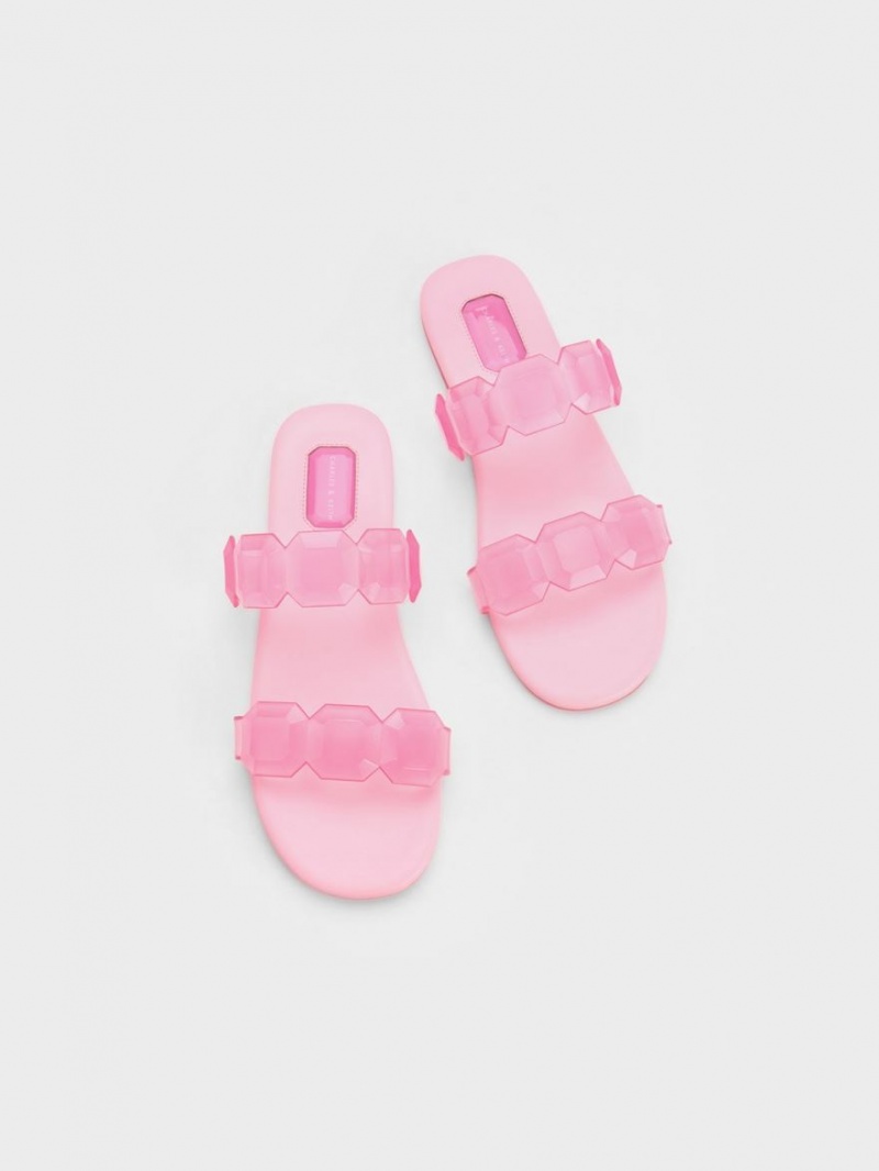 Sandale Slide Charles & Keith Fia Gem-Curea Roz Deschis | 670DUJCWL