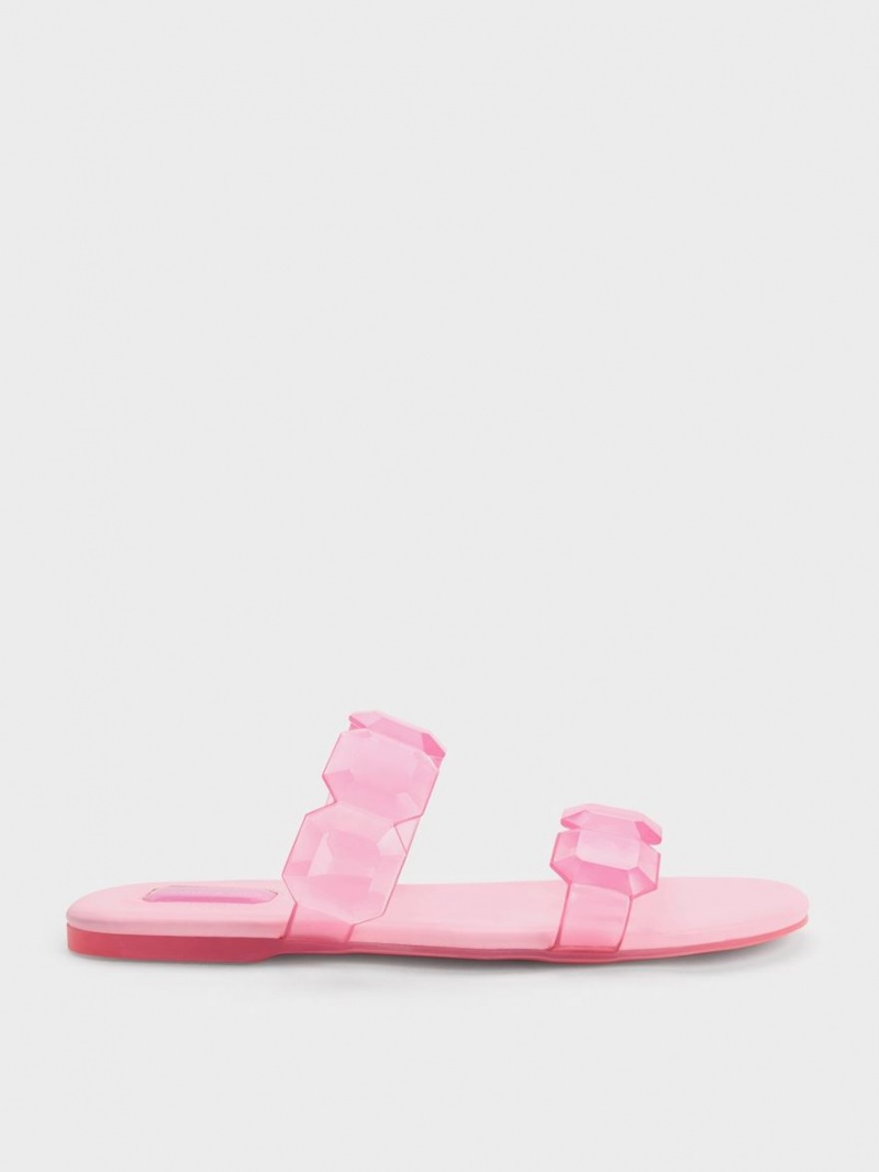 Sandale Slide Charles & Keith Fia Gem-Curea Roz Deschis | 670DUJCWL