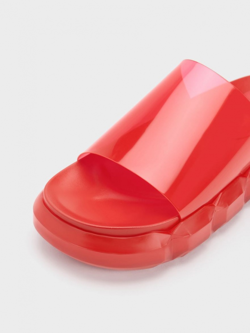Sandale Slide Charles & Keith Fia See-Through Rosii | 782HUCWGV