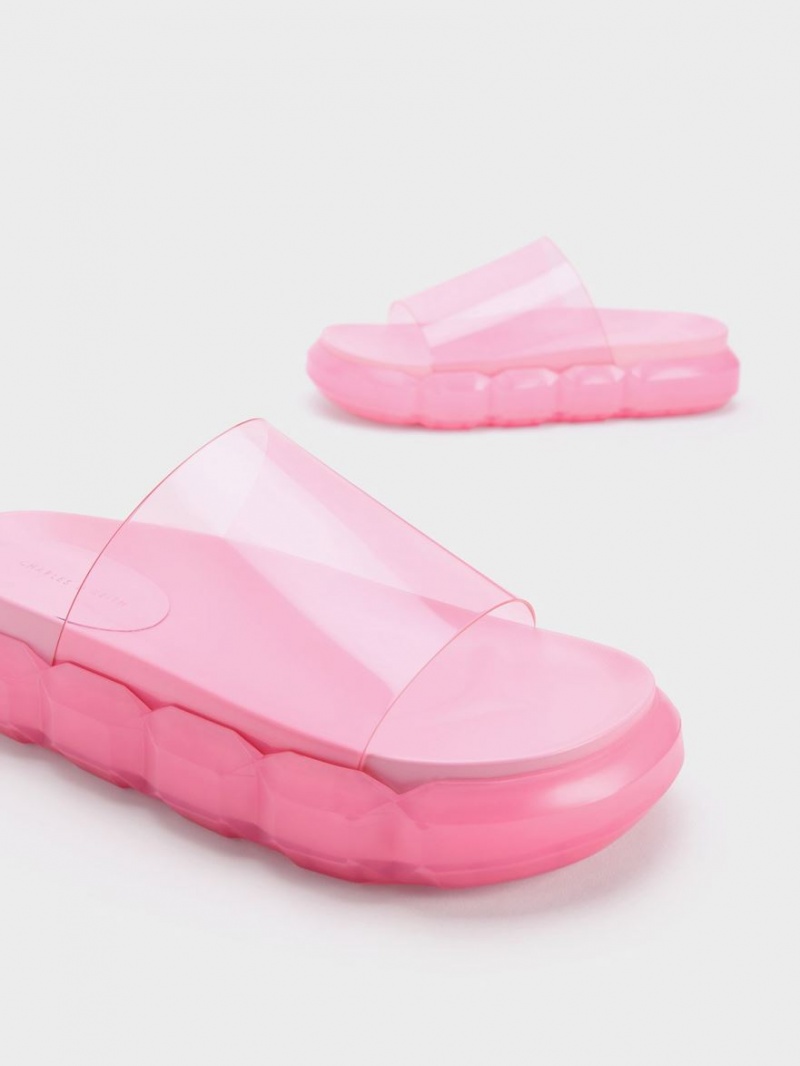 Sandale Slide Charles & Keith Fia See-Through Roz Deschis | 427ODEMKG