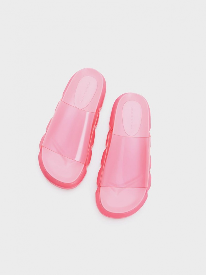 Sandale Slide Charles & Keith Fia See-Through Roz Deschis | 427ODEMKG