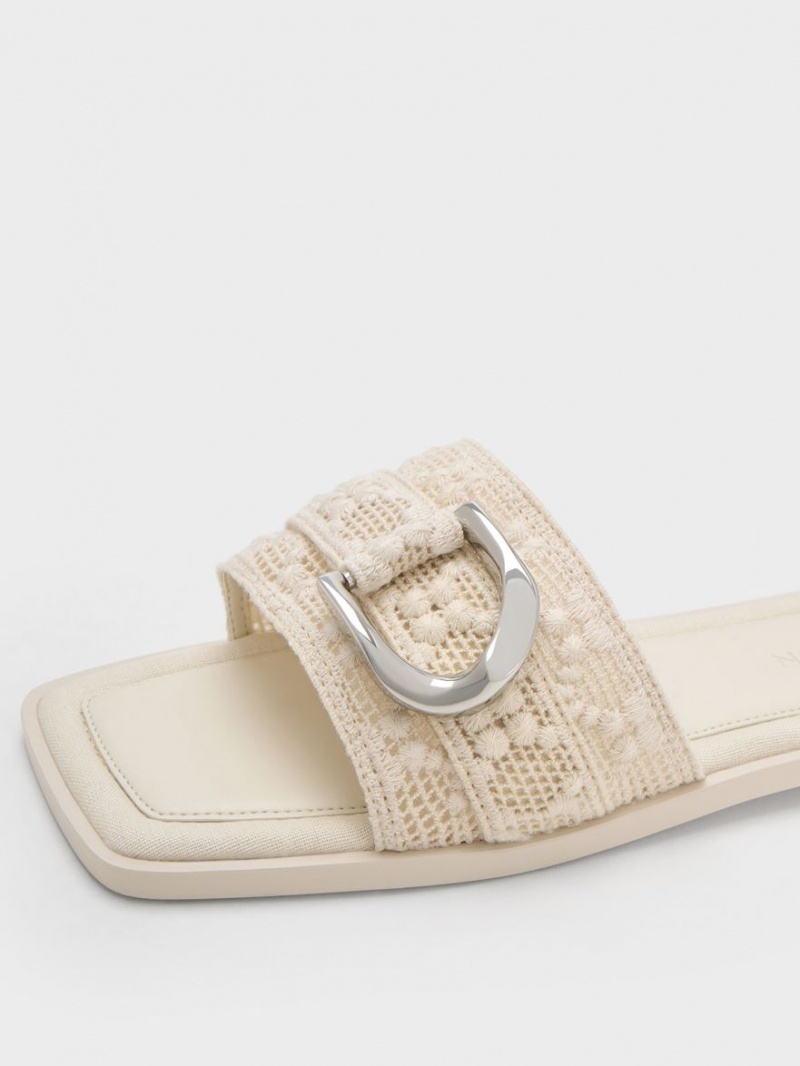 Sandale Slide Charles & Keith Gabine Crochet & Mesh Albi | 390DXJUCV