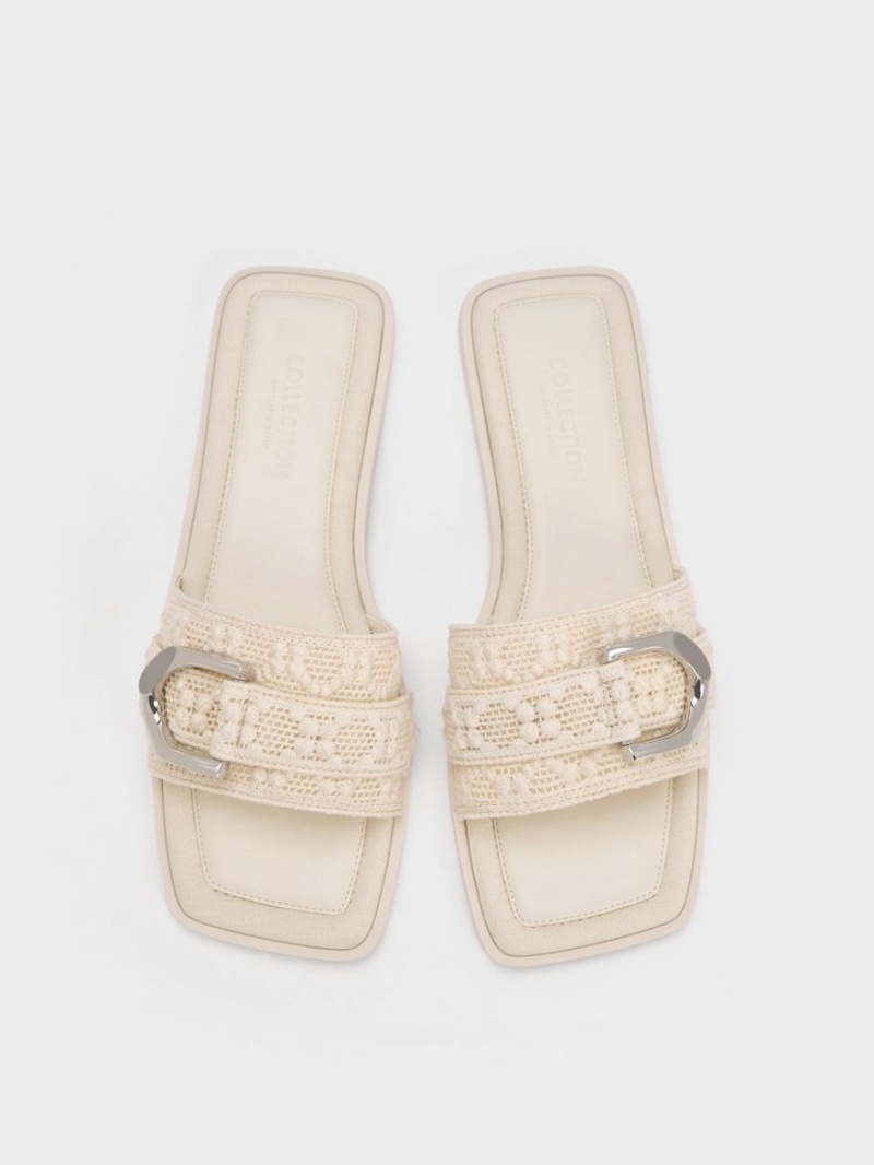 Sandale Slide Charles & Keith Gabine Crochet & Mesh Albi | 390DXJUCV