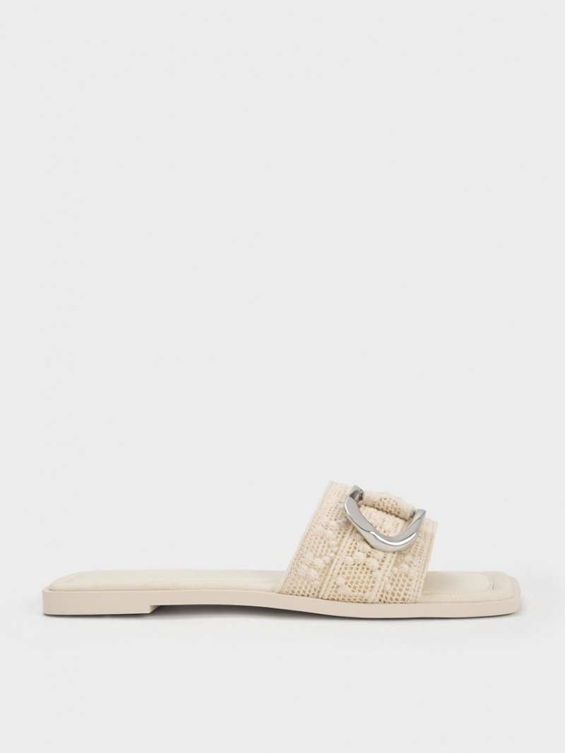 Sandale Slide Charles & Keith Gabine Crochet & Mesh Albi | 390DXJUCV