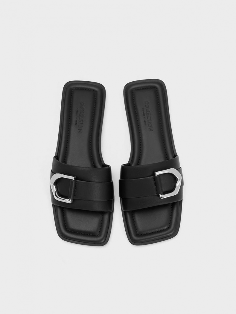 Sandale Slide Charles & Keith Gabine Piele Negrii | 203UXAJPG