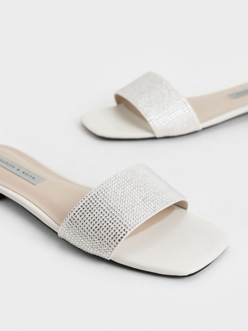 Sandale Slide Charles & Keith Gem Embellished Albi | 794YKGVWQ