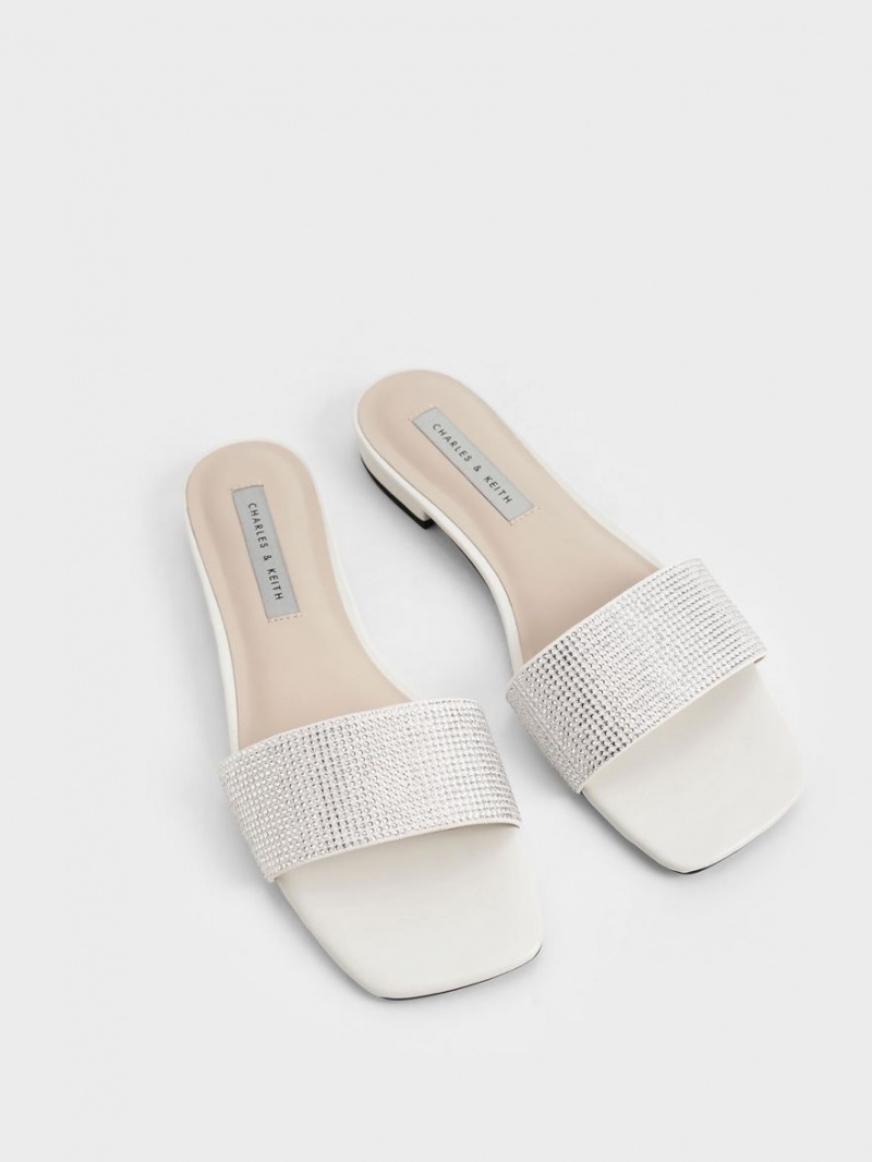 Sandale Slide Charles & Keith Gem Embellished Albi | 794YKGVWQ