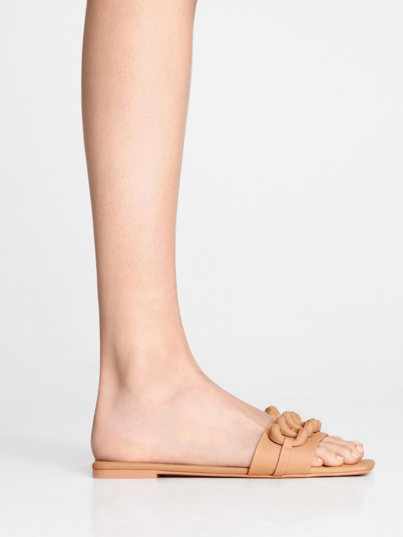 Sandale Slide Charles & Keith Grosolan Chain-Link Maro | 693CSIOXU