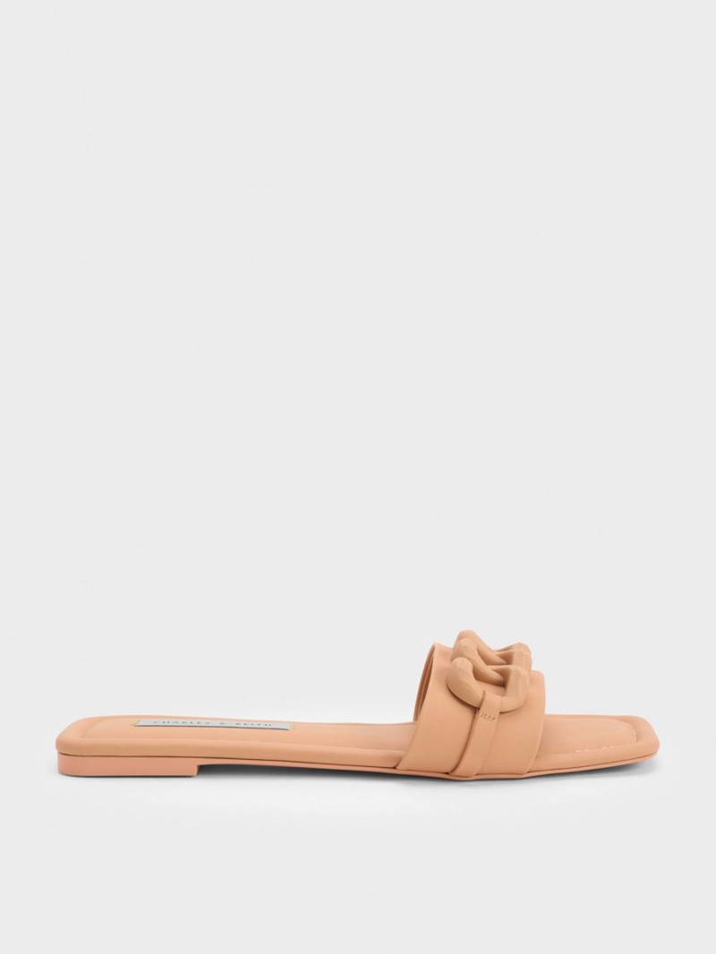 Sandale Slide Charles & Keith Grosolan Chain-Link Maro | 693CSIOXU