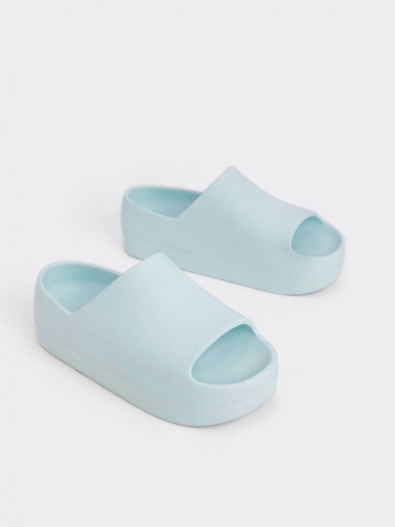 Sandale Slide Charles & Keith Morgan Platforma Albastri Deschis | 279BETZLS