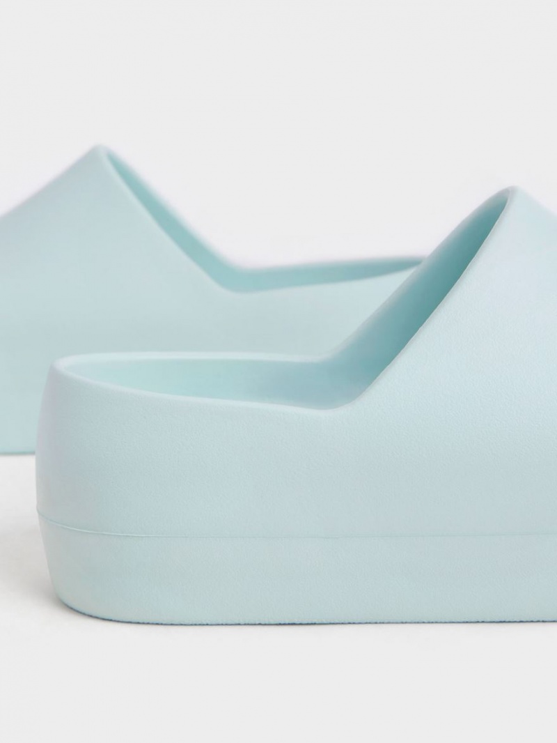 Sandale Slide Charles & Keith Morgan Platforma Albastri Deschis | 279BETZLS