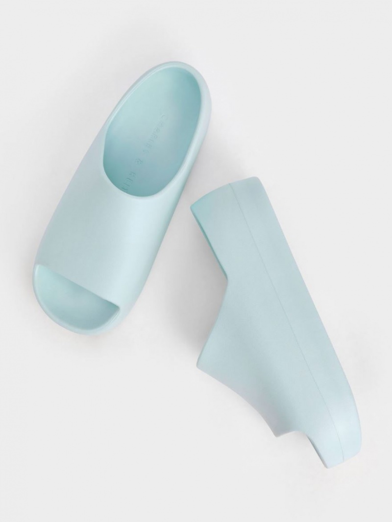 Sandale Slide Charles & Keith Morgan Platforma Albastri Deschis | 279BETZLS
