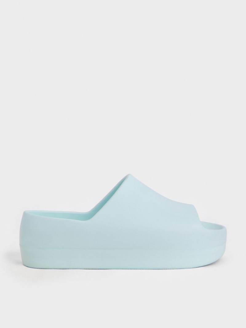 Sandale Slide Charles & Keith Morgan Platforma Albastri Deschis | 279BETZLS
