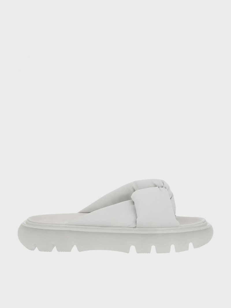 Sandale Slide Charles & Keith Odessa Nailon Round-Bombeu Albi | 186ICUJFW