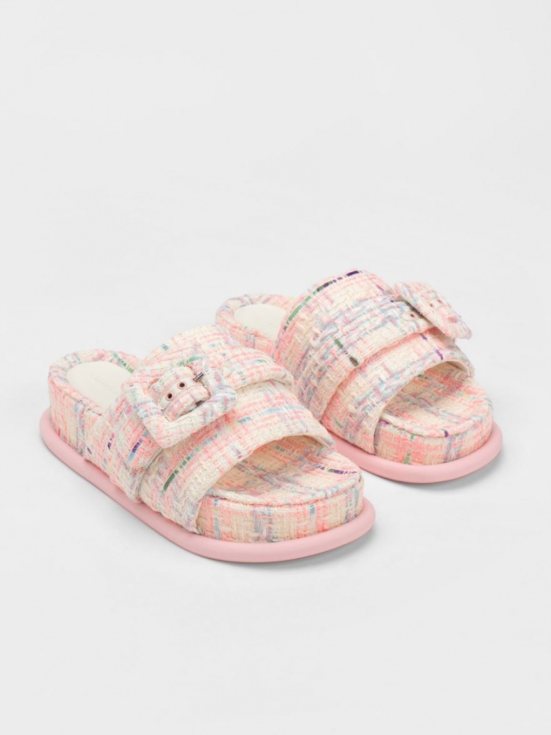 Sandale Slide Charles & Keith Sinead Tweed Buckled Colorati | 834SRIGDE