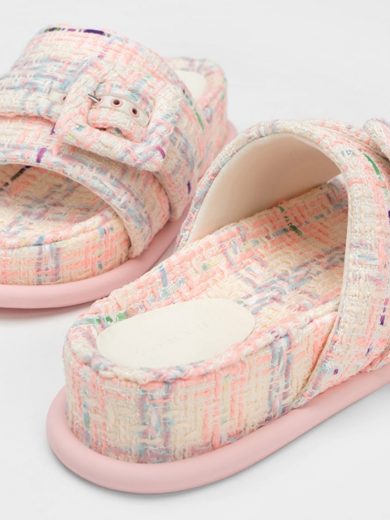 Sandale Slide Charles & Keith Sinead Tweed Buckled Colorati | 834SRIGDE