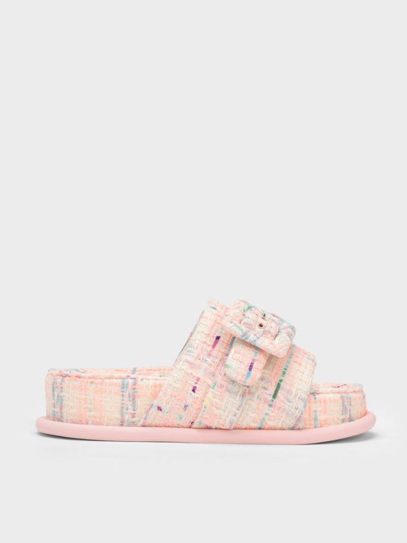 Sandale Slide Charles & Keith Sinead Tweed Buckled Colorati | 834SRIGDE