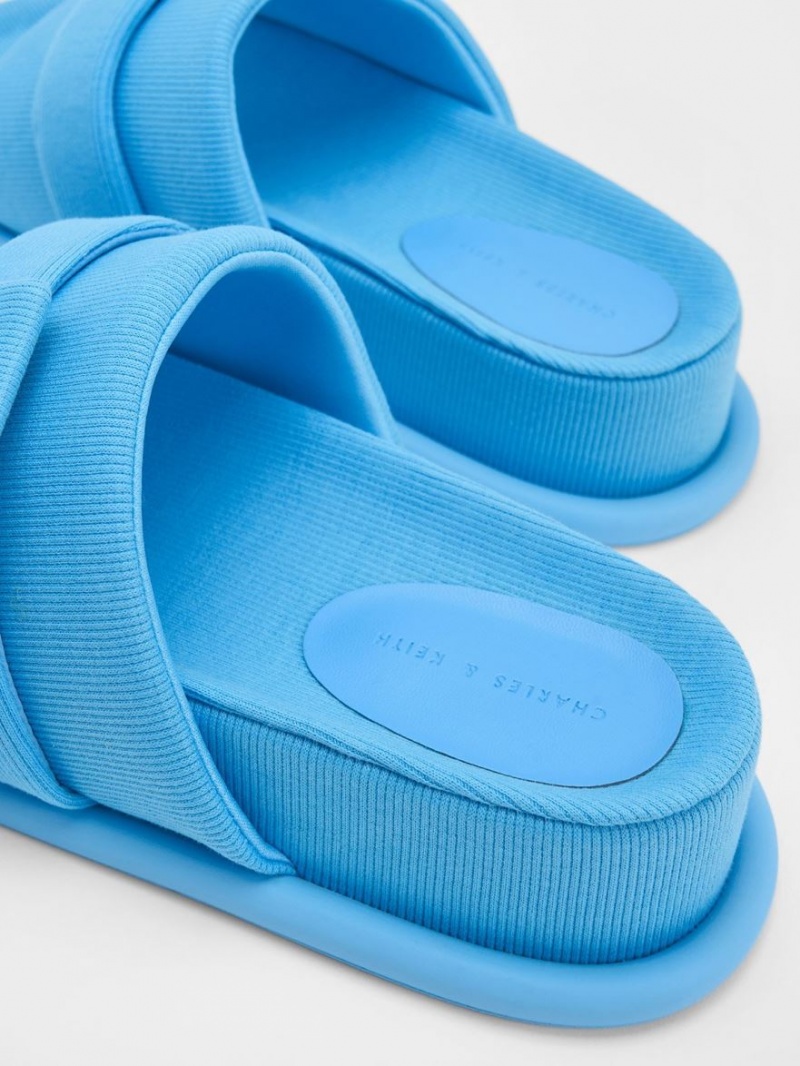 Sandale Slide Charles & Keith Sinead Woven Buckled Albastri | 283RHFGKA