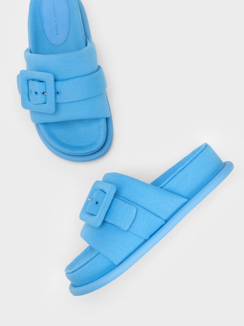 Sandale Slide Charles & Keith Sinead Woven Buckled Albastri | 283RHFGKA