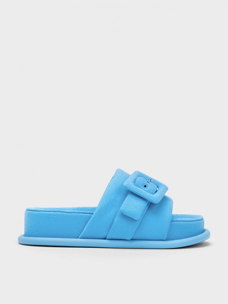 Sandale Slide Charles & Keith Sinead Woven Buckled Albastri | 283RHFGKA