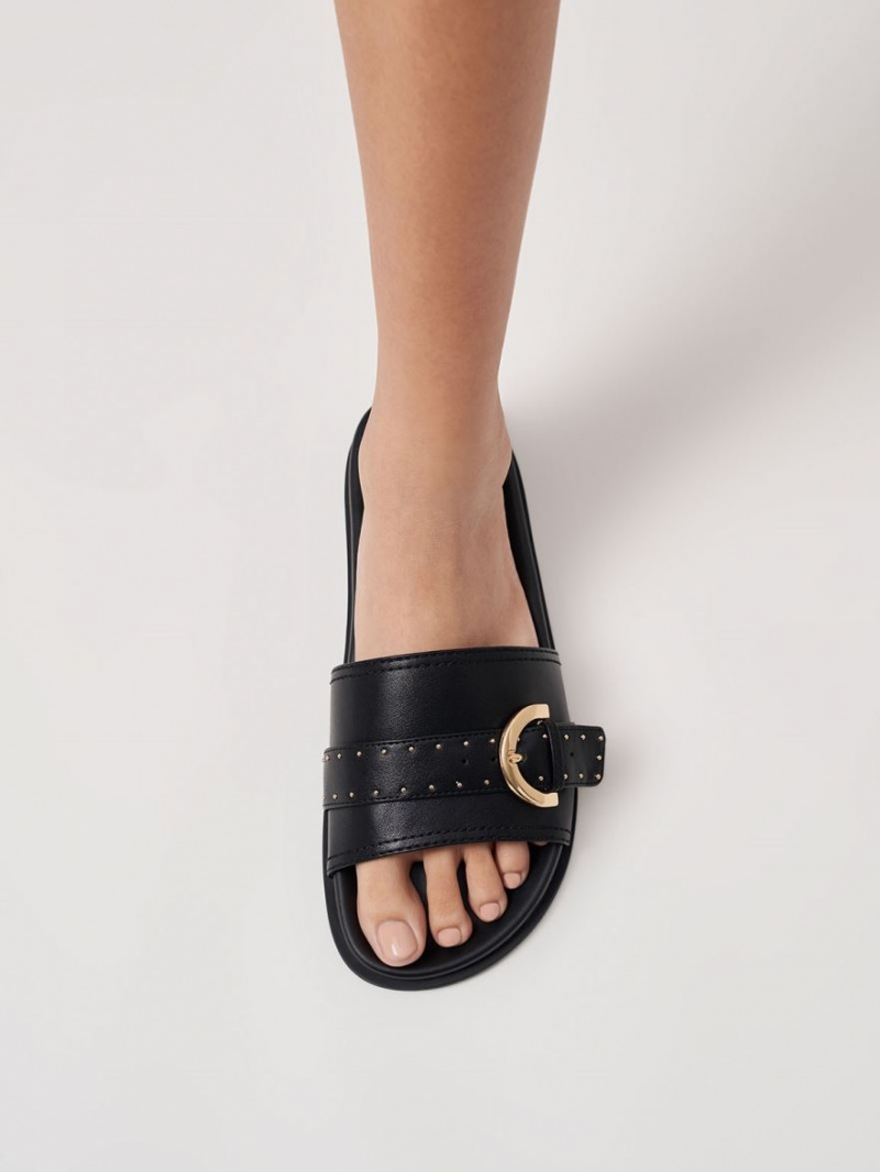 Sandale Slide Charles & Keith Studded Cu Catarama Negrii | 908PGVONI