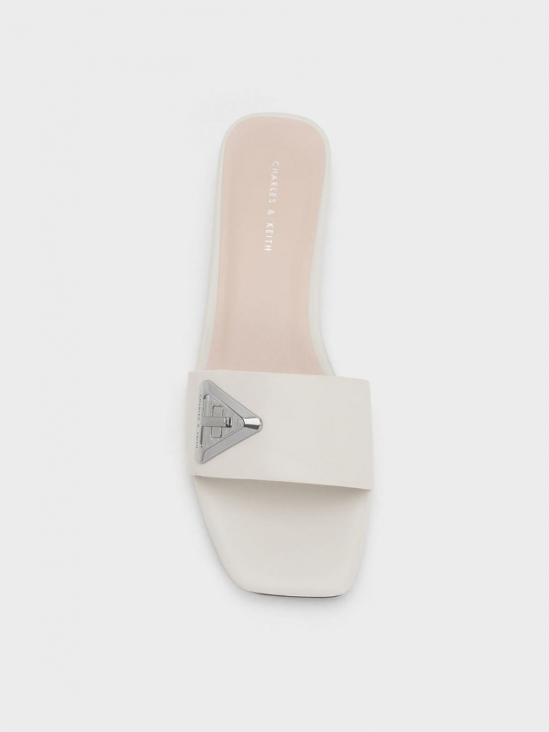 Sandale Slide Charles & Keith Trice Metallic Accent Albi | 417MBVIAR
