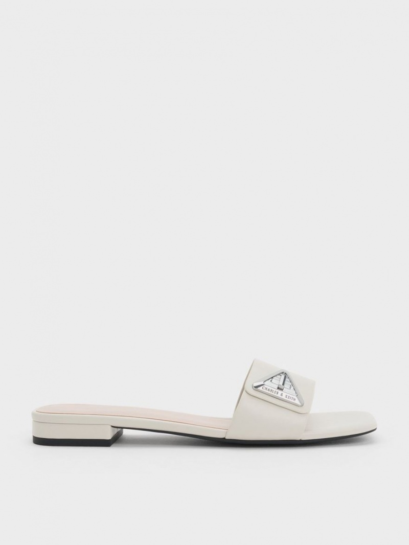 Sandale Slide Charles & Keith Trice Metallic Accent Albi | 417MBVIAR