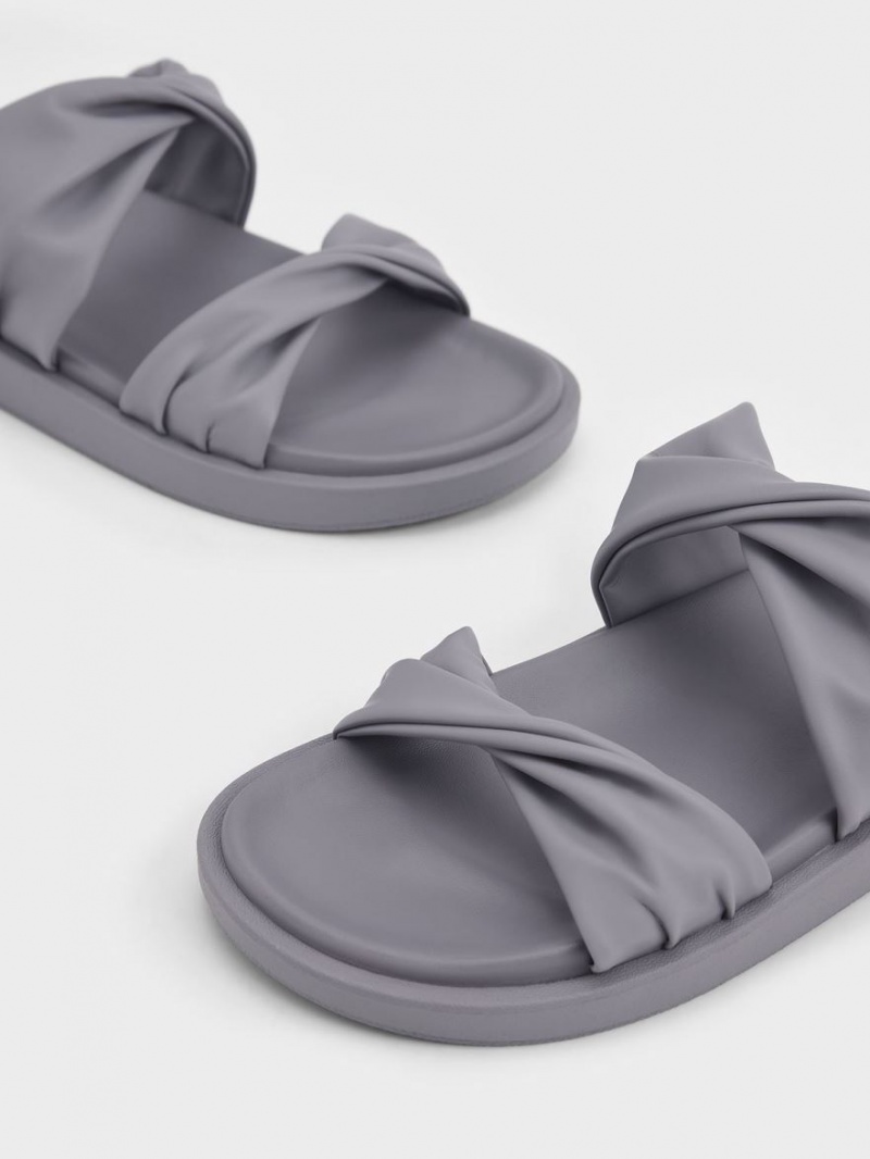 Sandale Slide Charles & Keith Twist Curea Căptușită Gri | 745IROTMG