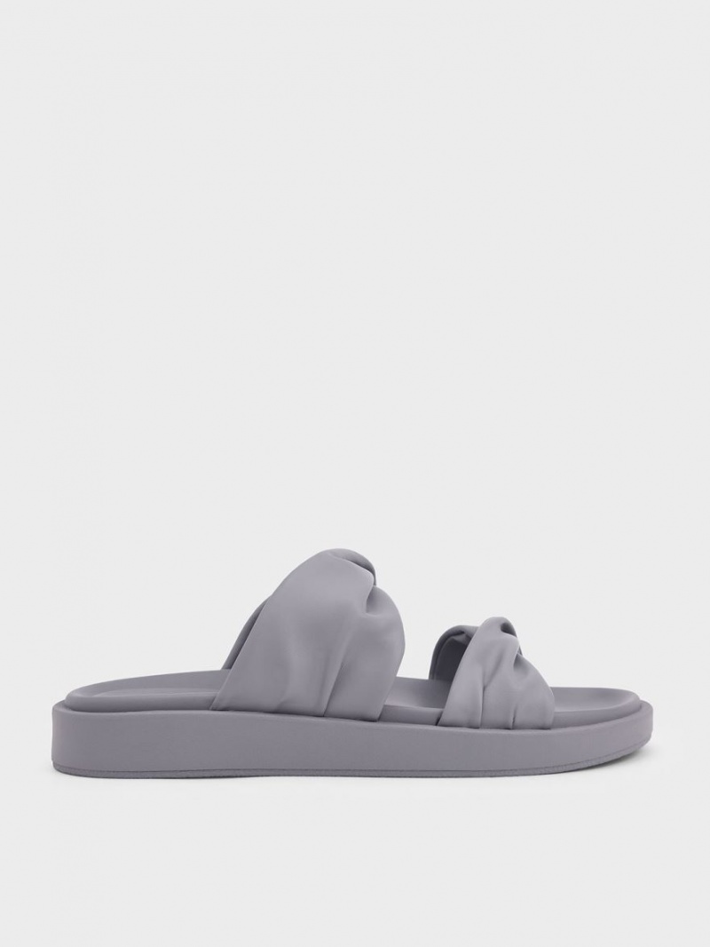 Sandale Slide Charles & Keith Twist Curea Căptușită Gri | 745IROTMG