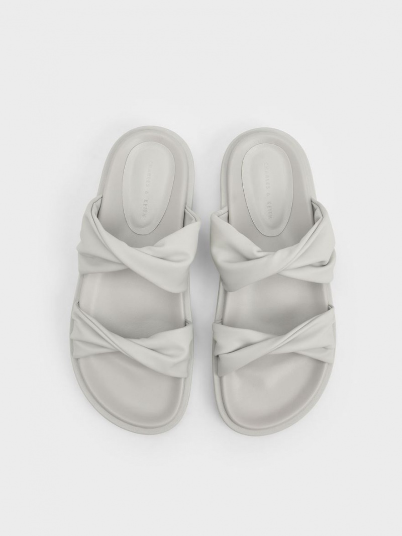 Sandale Slide Charles & Keith Twist Curea Căptușită Albi | 645OQWRCT