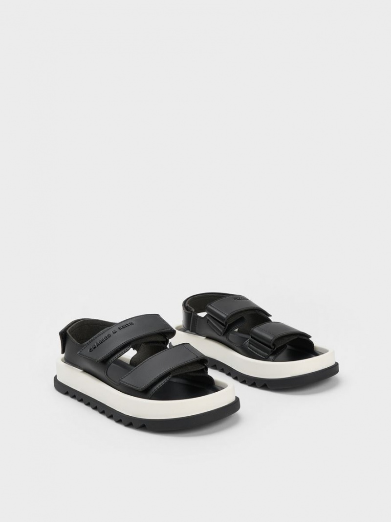 Sandale cu Platforma Charles & Keith Buckled Sports Negrii | 016YMLVEI