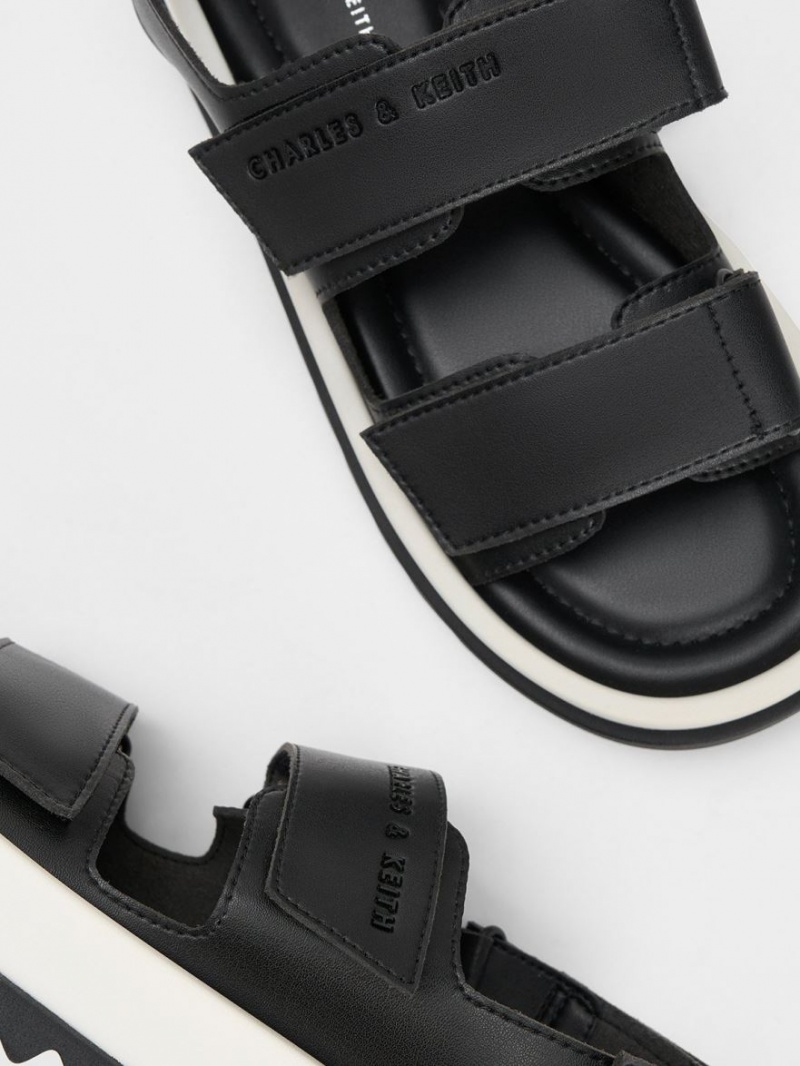 Sandale cu Platforma Charles & Keith Buckled Sports Negrii | 016YMLVEI