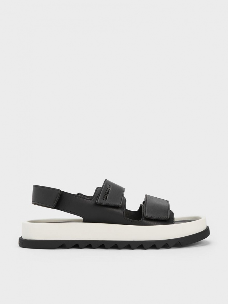 Sandale cu Platforma Charles & Keith Buckled Sports Negrii | 016YMLVEI