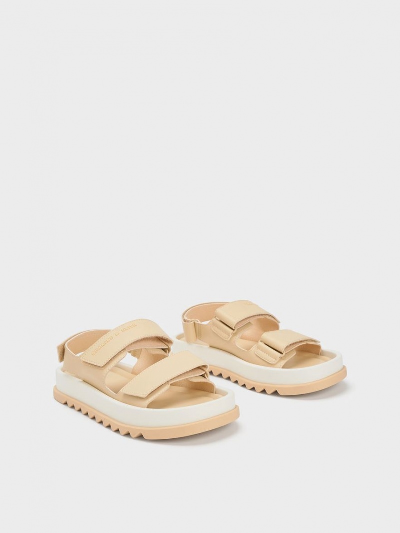 Sandale cu Platforma Charles & Keith Buckled Sports Bej | 037FNXRVG