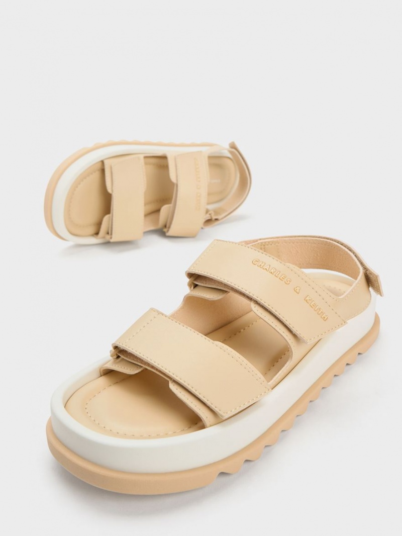 Sandale cu Platforma Charles & Keith Buckled Sports Bej | 037FNXRVG