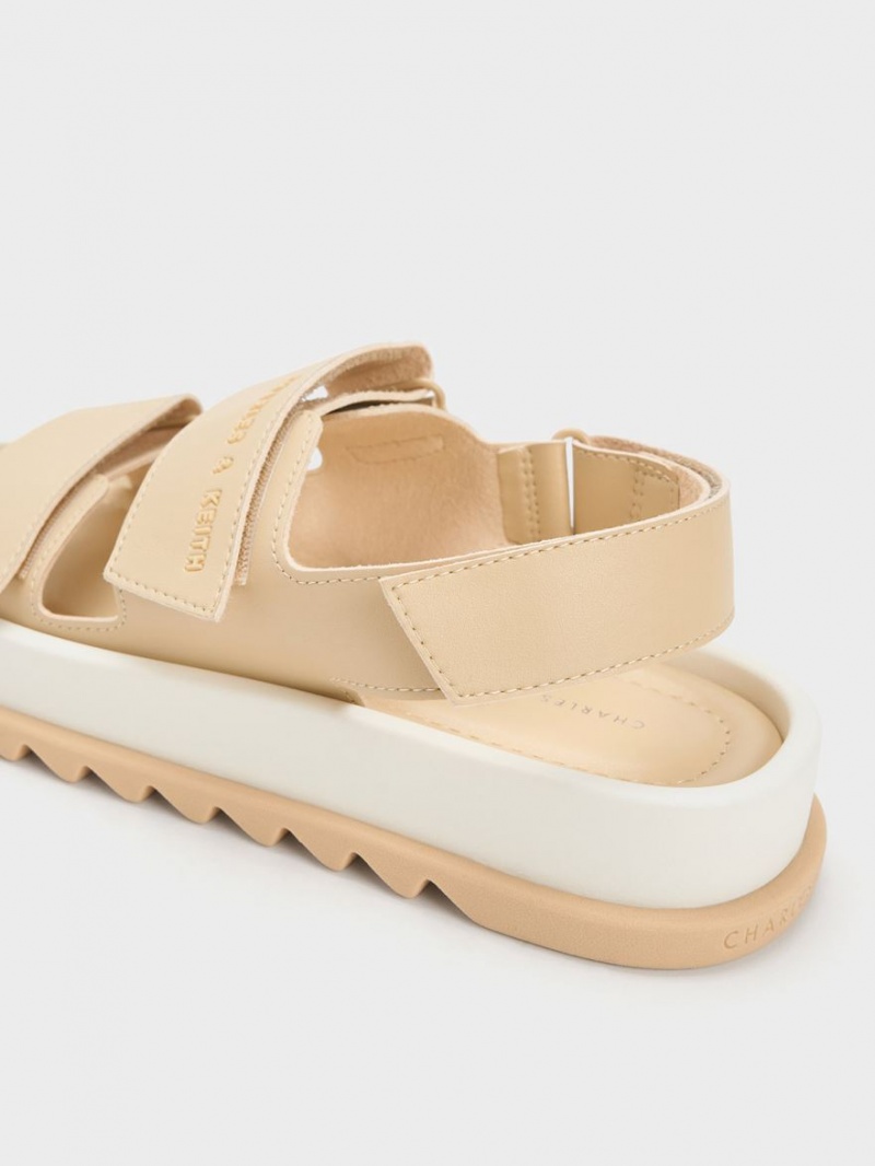 Sandale cu Platforma Charles & Keith Buckled Sports Bej | 037FNXRVG